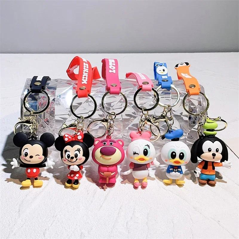 Disney Mickey Mouse Keychain Cartoon Minnie Mouse Key Ring Cute Doll Pendant Schoolbag Ornaments Jewelry Toys Holiday Gifts