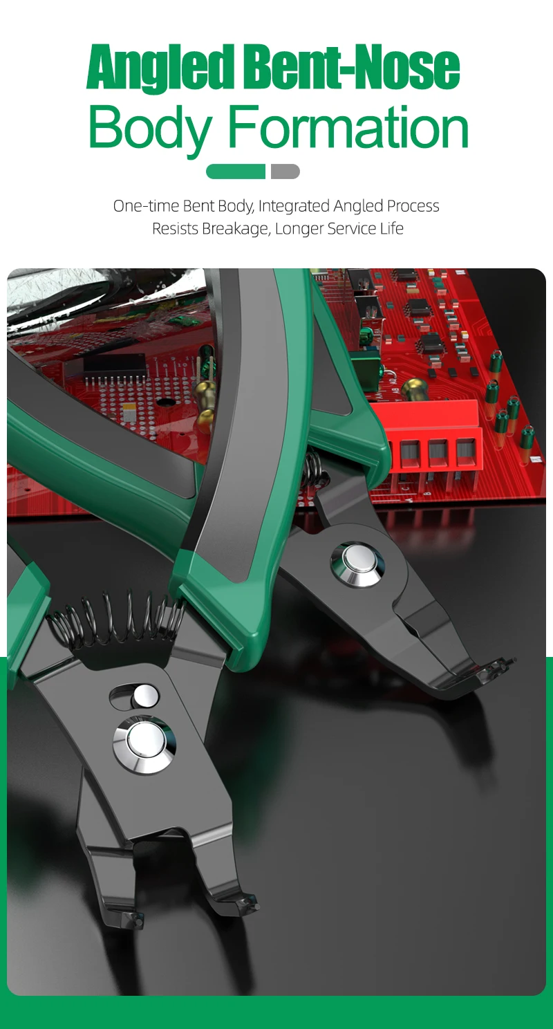 LAOA 4-teiliges Präzisions-Sprengringzangen-Set, 0,8 mm Spitzen, SK7-Stahl, Innen- und Außensprengringzangen für Elektronikreparaturen – Detail 10
