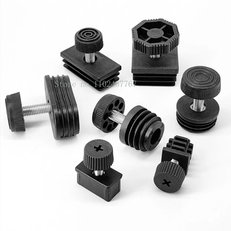 M8/M10 البلاستيك قابل للتعديل الأنابيب الداخلية التوصيل الأسود جولة/مربع المسمار وسادة للقدم التسوية وسادة الجوز #5