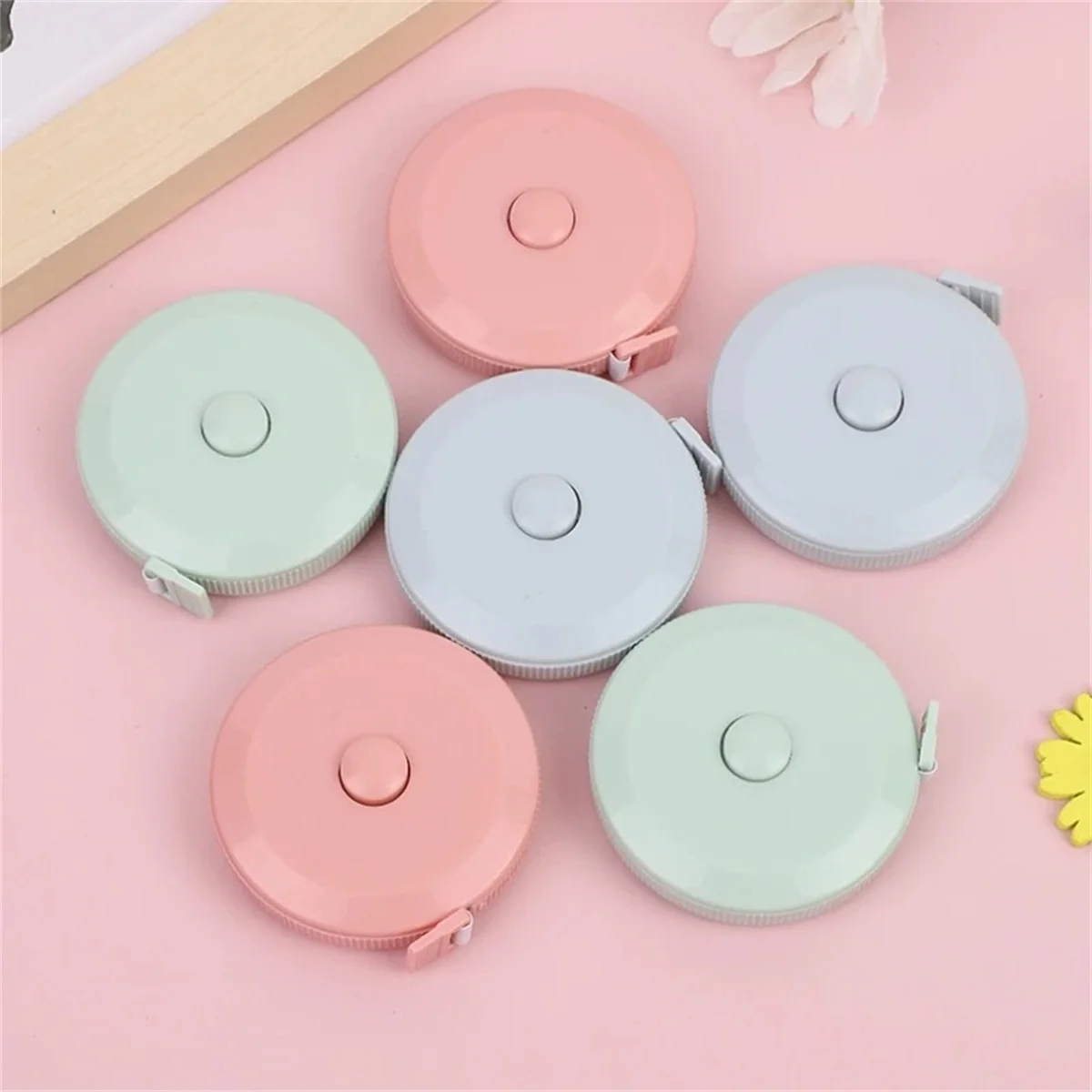 1PC/15PCS 1.5m Small Tape Measure Portable Student Soft Leather Three Measurement Clothes Automatic Recycling Measure
