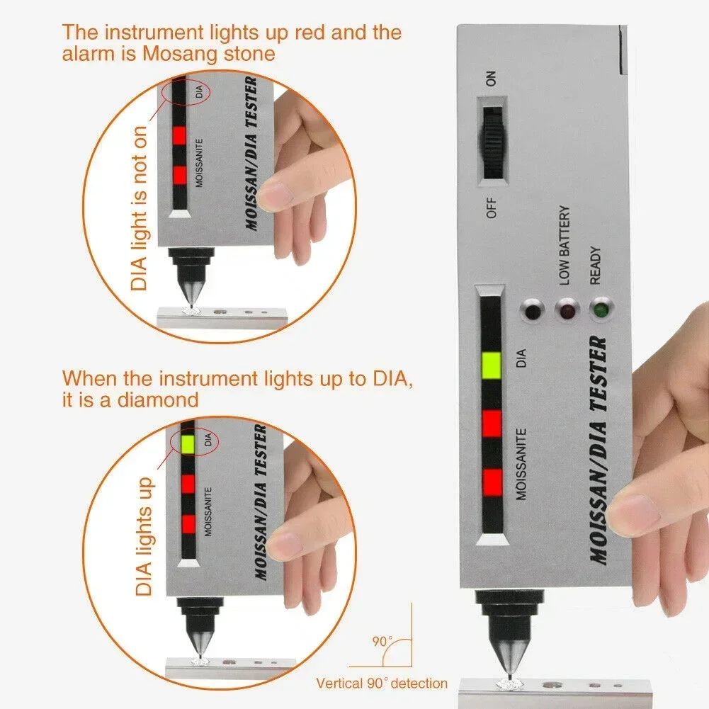 

Home Moissan Tester Silver 9V Battery Detector Pen Diamond High Accuracy Jewelry Tools LED Moissanite Tester 4pcs/Set