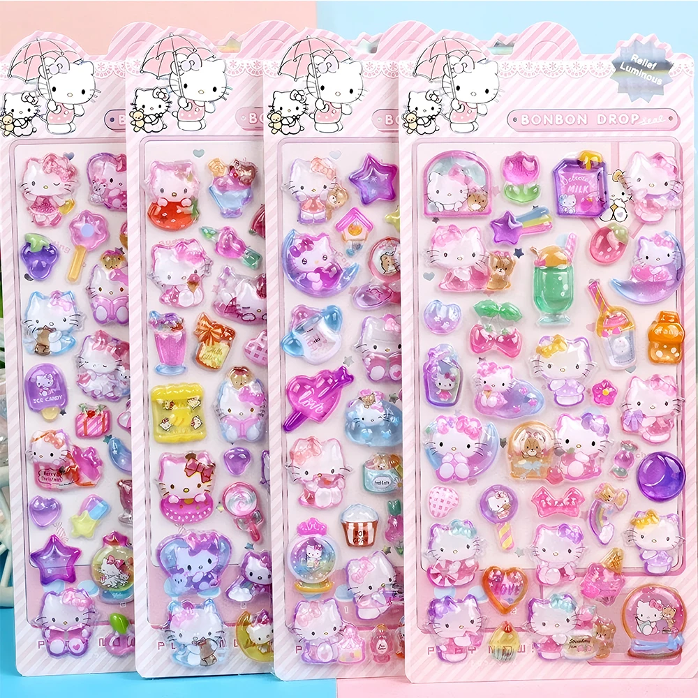 لطيف كورومي سينامورول بلدي ميلودي ثلاثية الأبعاد الإغاثة هلام كريستال ملصقات Kawaii سانريو الكرتون الشارات مقاوم للماء الاطفال ملصق يدوي الصنع اللعب