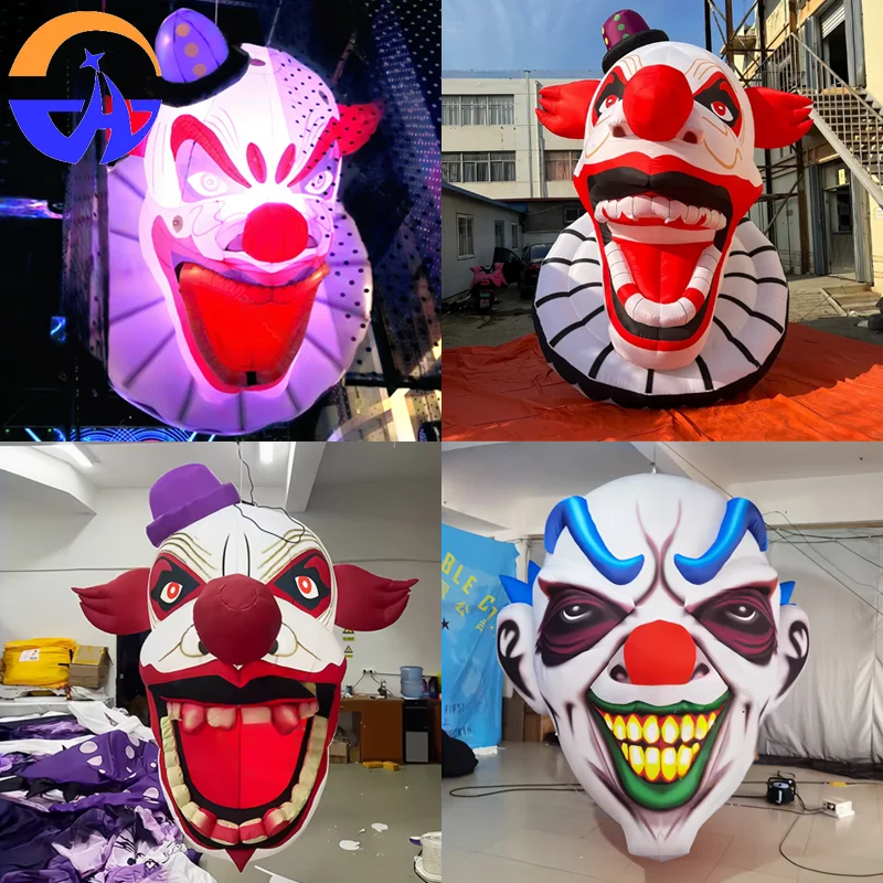 

Надувной череп на Хэллоуин, голова призрака и клоун - декоративный реквизит для создания страшной атмосферы в барах и торговых центров.
