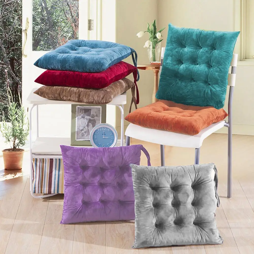 40cm Seat Cushion Crystal Velvet Fabric High-Elastic Sponge Long Sitting Cushion Anti-Slip Design Solid Color Chair Cushion