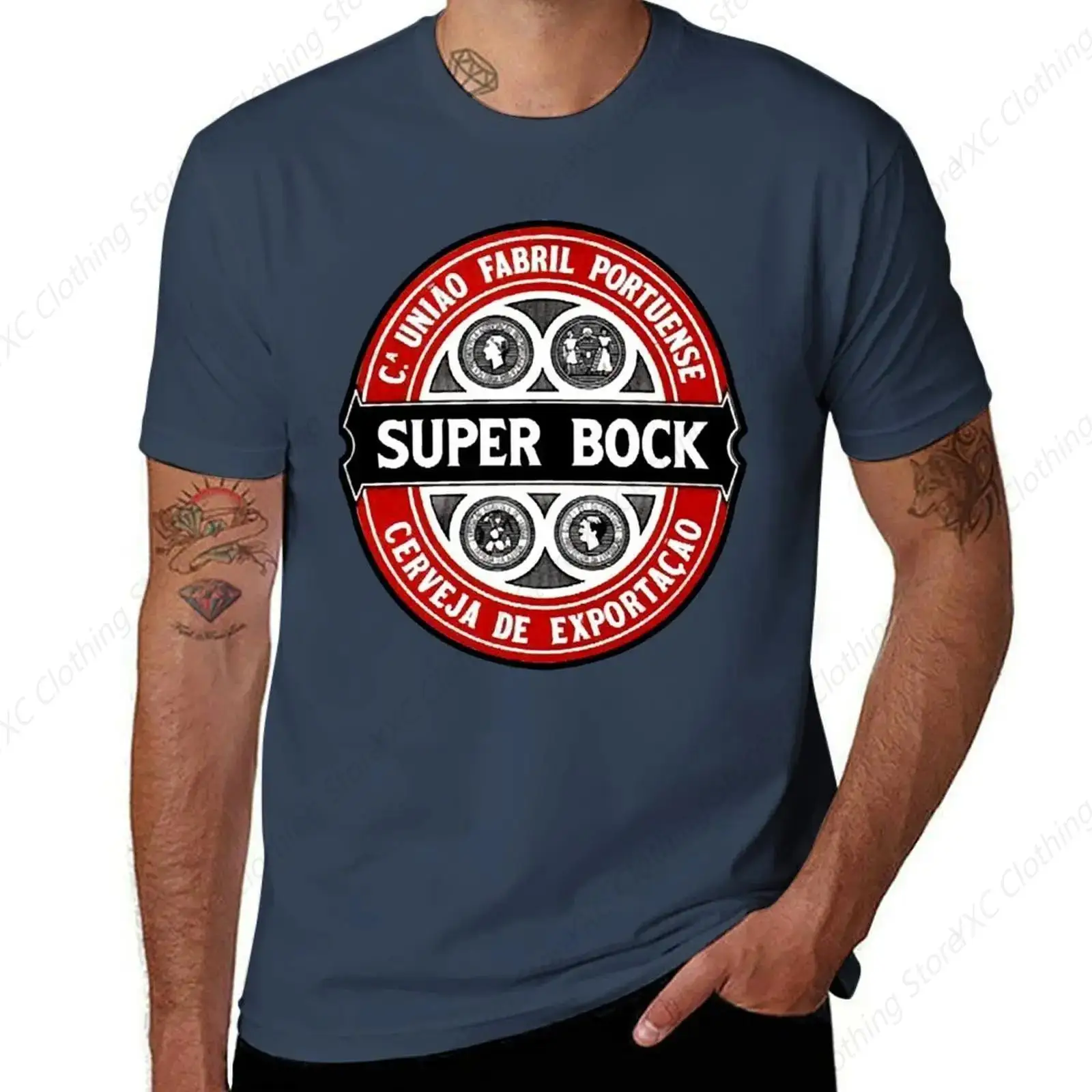 Super Bock Vintage men's T-shirt- Short Sleeve Crew Neck Soft Fitted Tees S - 6XL Fresh Classic Basic Tshirts