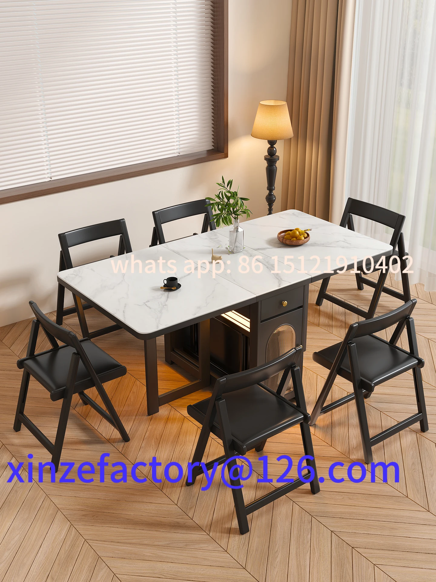 Customizable antique rock slab folding dining table New Chinese style