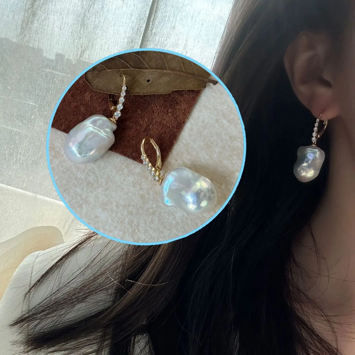 

Серьги с натуральным пресноводным жемчугом 18 карат, жемчуг в форме барокко, серебро 925 пробы, изысканный жемчуг, ювелирные изделия, рождественский подарок для женщин