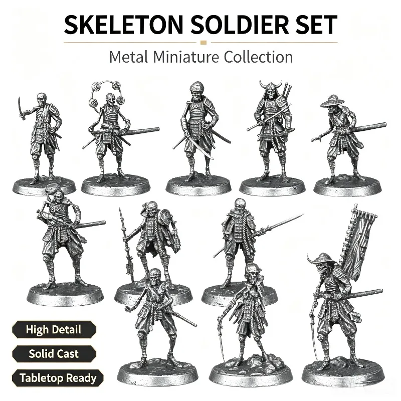 Cupronickel Metal Shogunate Skeleton Retro Gothic Design Legion Statue Table Chess Home Office Decor Ornament