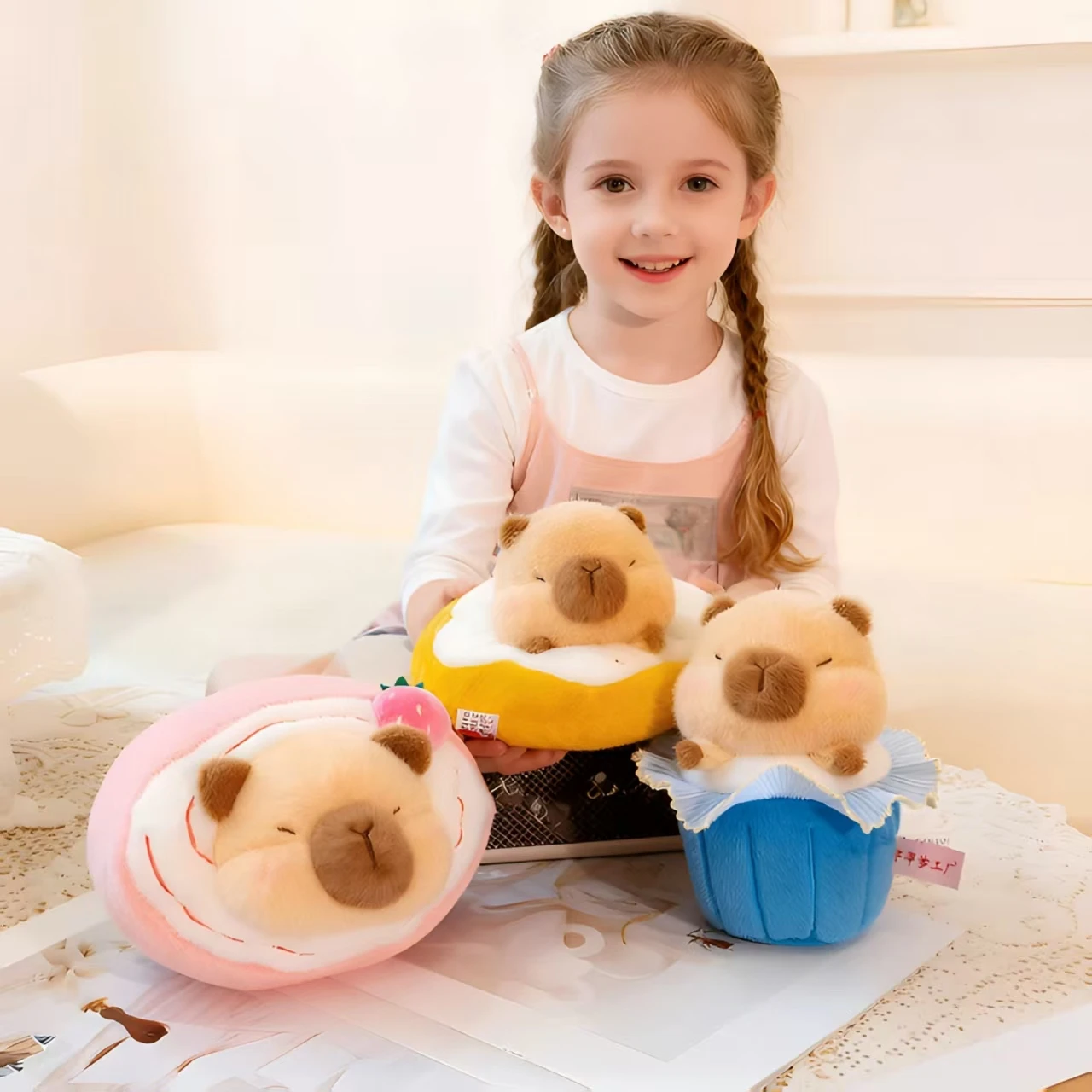 

Adorable Sweet Dessert Donut Capybara Plush Toy, Soft and Cuddly Capybara Doll Pillow Companion