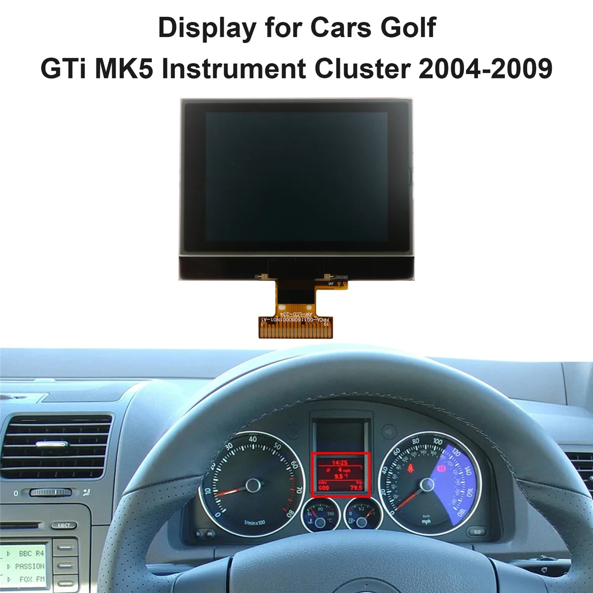 LCD Display for VW Golf V/Touran Passat Seat Skoda Instrument Cluster Display 1TD920862