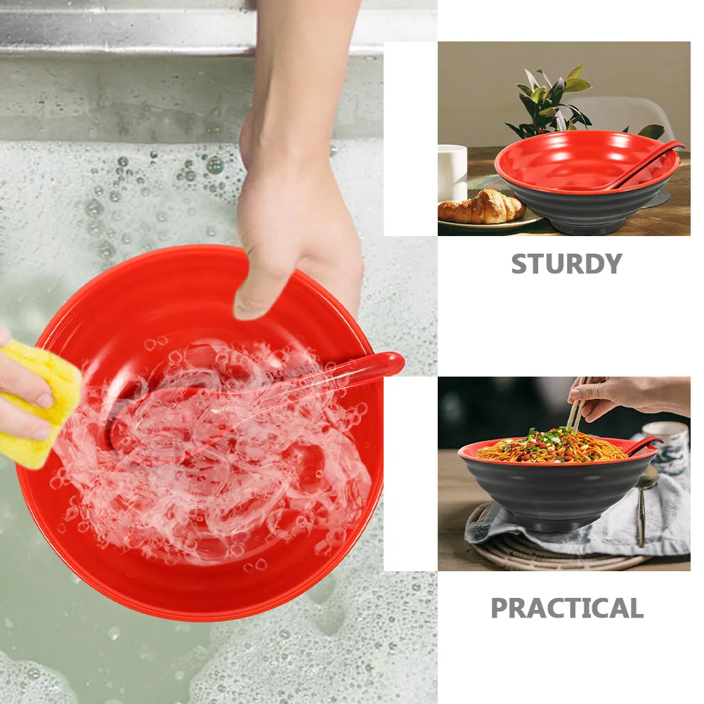 1Set Ramen Bowl Sturdy Melamine Large Food Serving Bowl Easy Clean Multifunction Kitchen Noodle Soup Rice Bowls