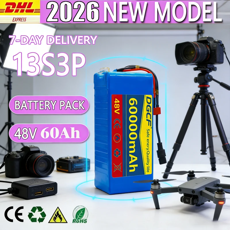 

Nouveau 13S3P 48v 30Ah batterie Lithium-Ion 48v 60000mah 1000w pour 54.6v batterie électrique puissante avec BMS