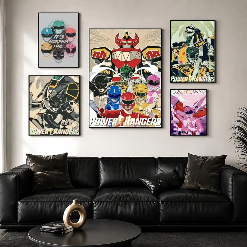 America P-Power Movie R-Ranger Poster Perfect Sticker Self Adhesive for Office Home Theater Wall Art Decor Fancy Gift
