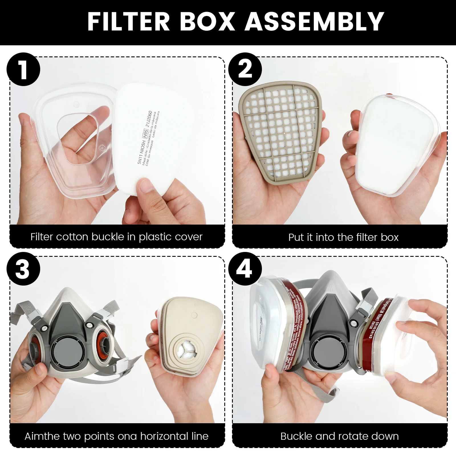 呼吸用マスク ハーフフェイスピース ガスマスク 安全メガネ付き 再利用可能 尘化学物質に対するプロフェッショナルな呼吸保護