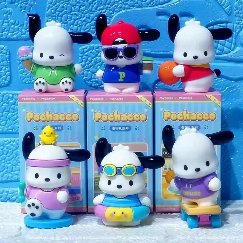 Juguetes modelo Sanrio Pochacco; juguete en caja sorpresa; figuras de acción; decoración de escritorio; regalos para niños; para niños