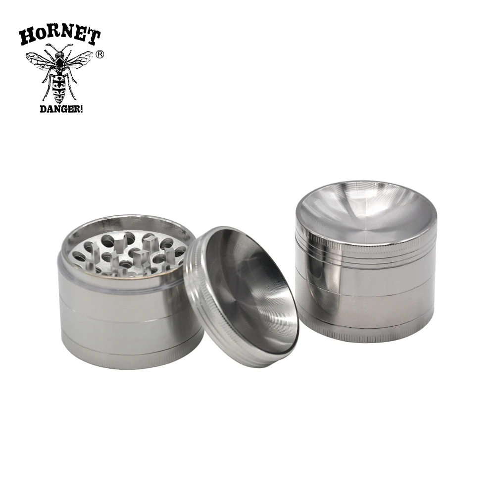 HORNET Multi Functional 4 Parts 56mm Zinc Alloy CNC Metal Herb Grinder Crusher Tobaco Grinder concave Cap Customizable Grinder