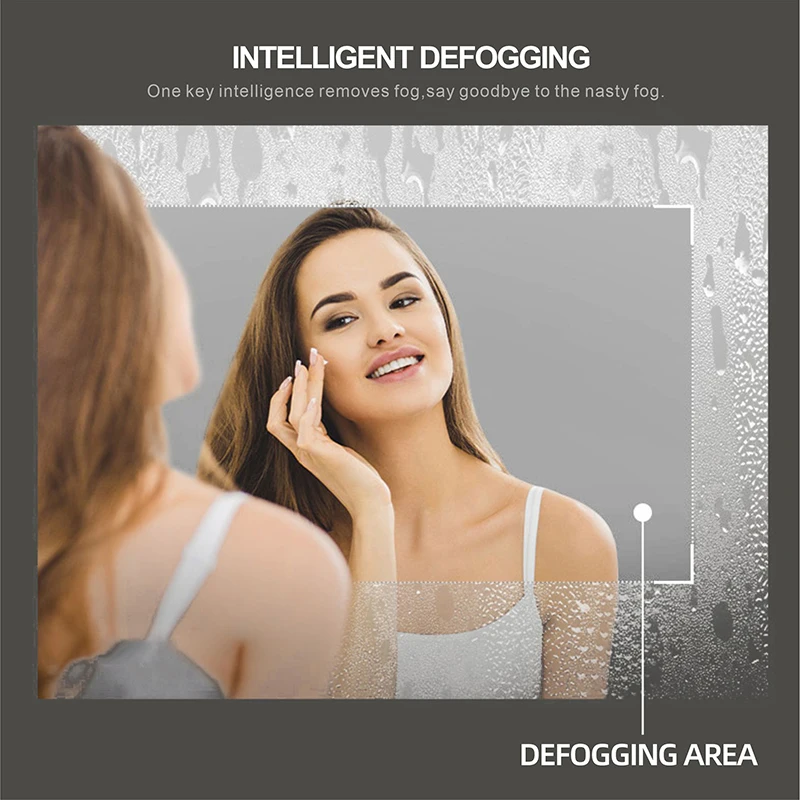 Oval Smart Vanity Bathroom Mirror High Quality Refection Three Color Brightness Dimmer With Anti-fog LED Hotel bath Mirror