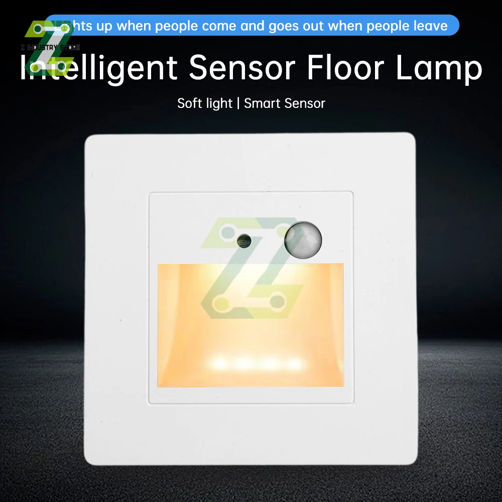 

AC180V-240V Infrared Human Body Sensor Lamp 3000K Warm Light 86*86mm Hallway Corner Lamp Photosensitive Delay Lamp