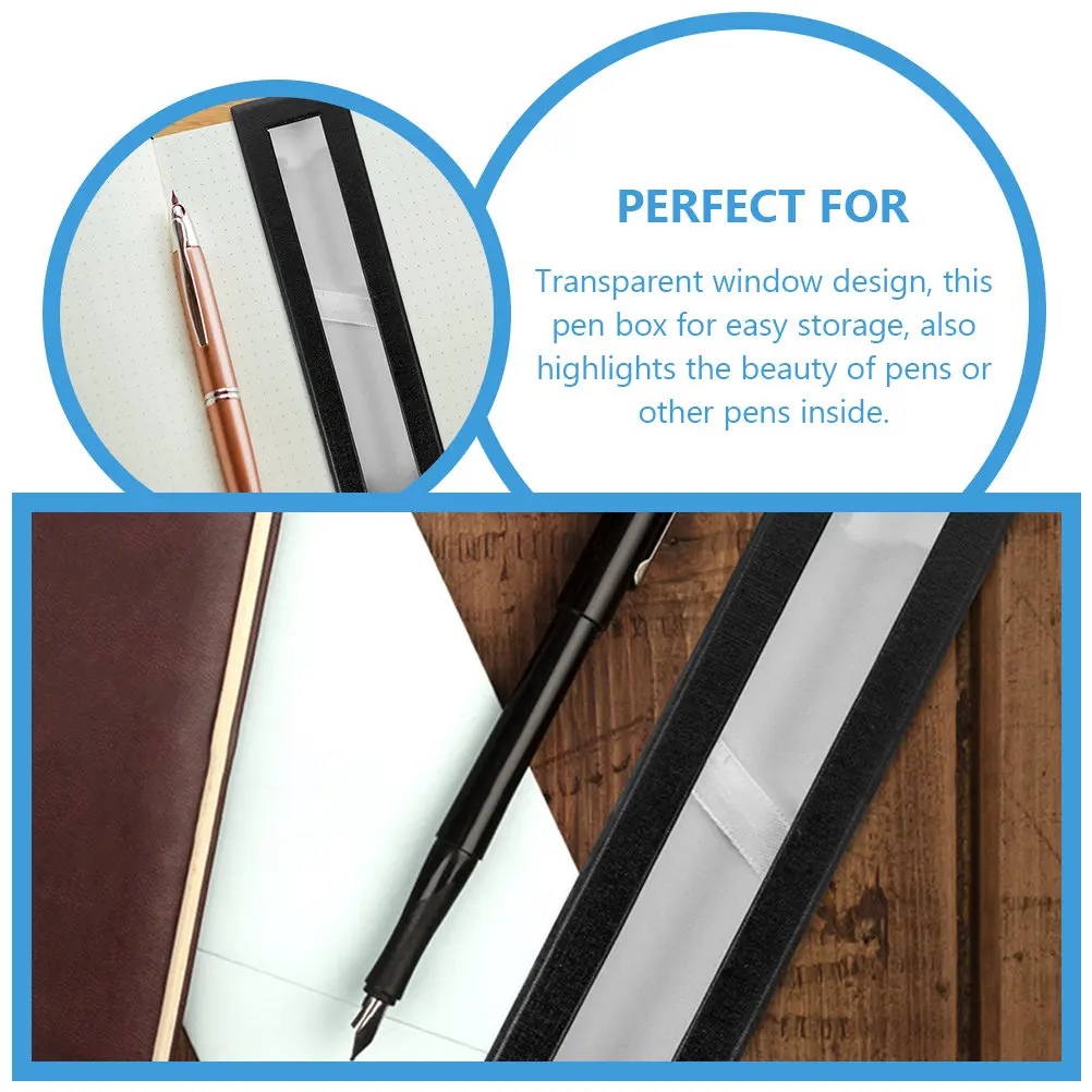 6Pcs Sturdy Paper Pen Wrapping Box with See Through Window Versatile Pen Case Organizer for Fountain Ballpoint Gel Pens Student