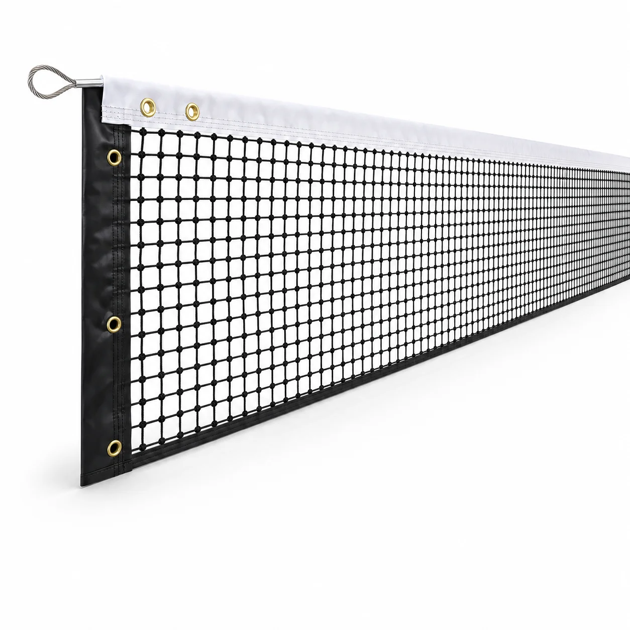 Tennis Net, Premium Braided Mesh, White Headband, Steel Cable, Brass Grommets, Reinforced Durable, for Stadiums and Courts