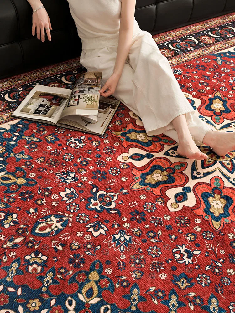 Retro American Style Living Room Carpet Persian Home Area Rug Soft Plush Office Bedside Floor Mat Large Morocco Carpet Bedroom