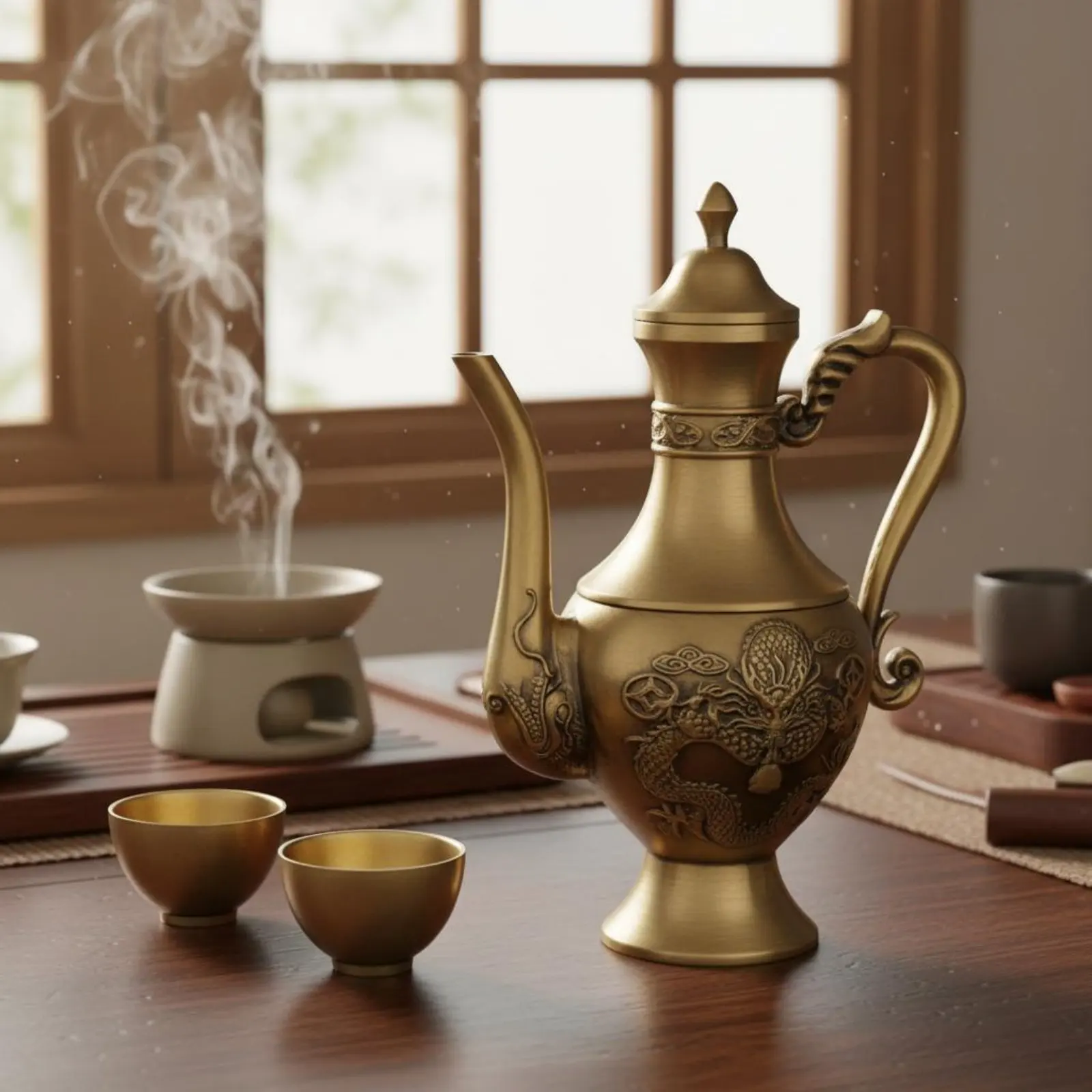 

Brass Wyrm Beverage Pot Handmade Antique Design Beverage Pot Tableware Finely Crafted House Decoration for Collectors, Home Bar