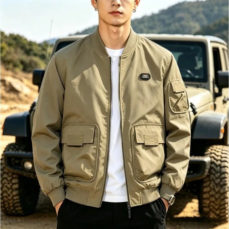 Autumn Trendy Reversible Pilot Jackets Men Multi Functional Sport Leisure Jacket Male Multiple Pockets Workwear Cargo Jacket Man