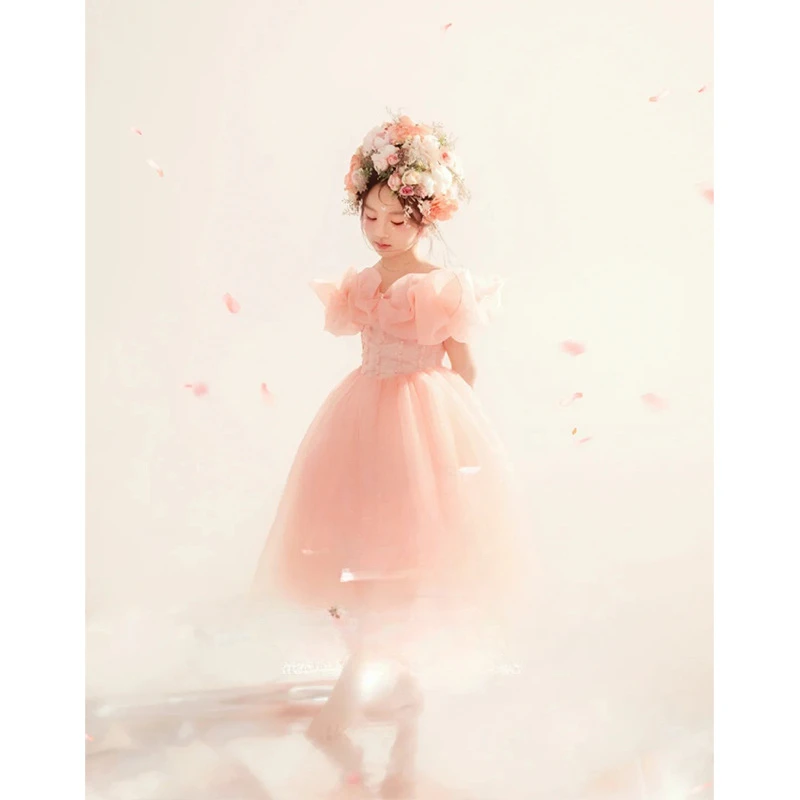 

Photography Art Photo Girls Dress 2025 Pink Fairy Princess Dress Birthday Fluffy Yarn Dress