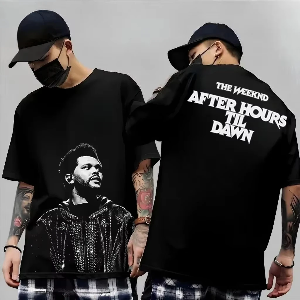 2026 new Extra-large cotton T-shirt with round stage light pattern and European tour city list print
