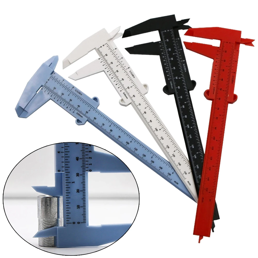 1PCS 0-150mm Vernier Caliper Locking Screw Vernier Caliper Double Rule Scale Plastic Depth Height Measure Tool Manual Measuring