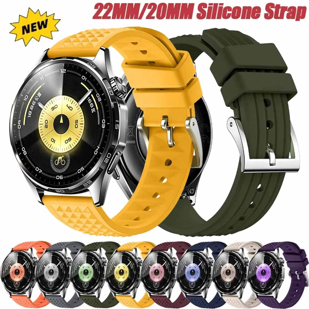 20/22mm Silicone Strap For Huawei Watch GT7/6/5/4 Pro 46mm Breathable Bracelet For Amazfit Active 3-2/Balance 3/Bip 6-Max Correa
