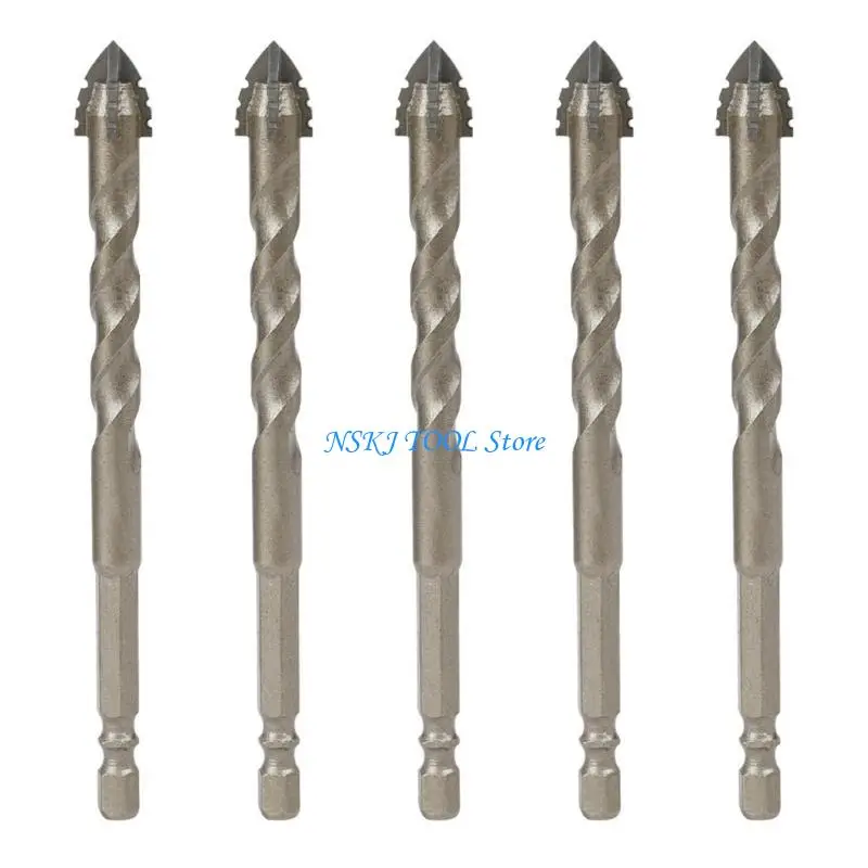 

L8RC Pack of 5 Shank Four Flute Eccentric Twist Drill Bits for Tile and Marble