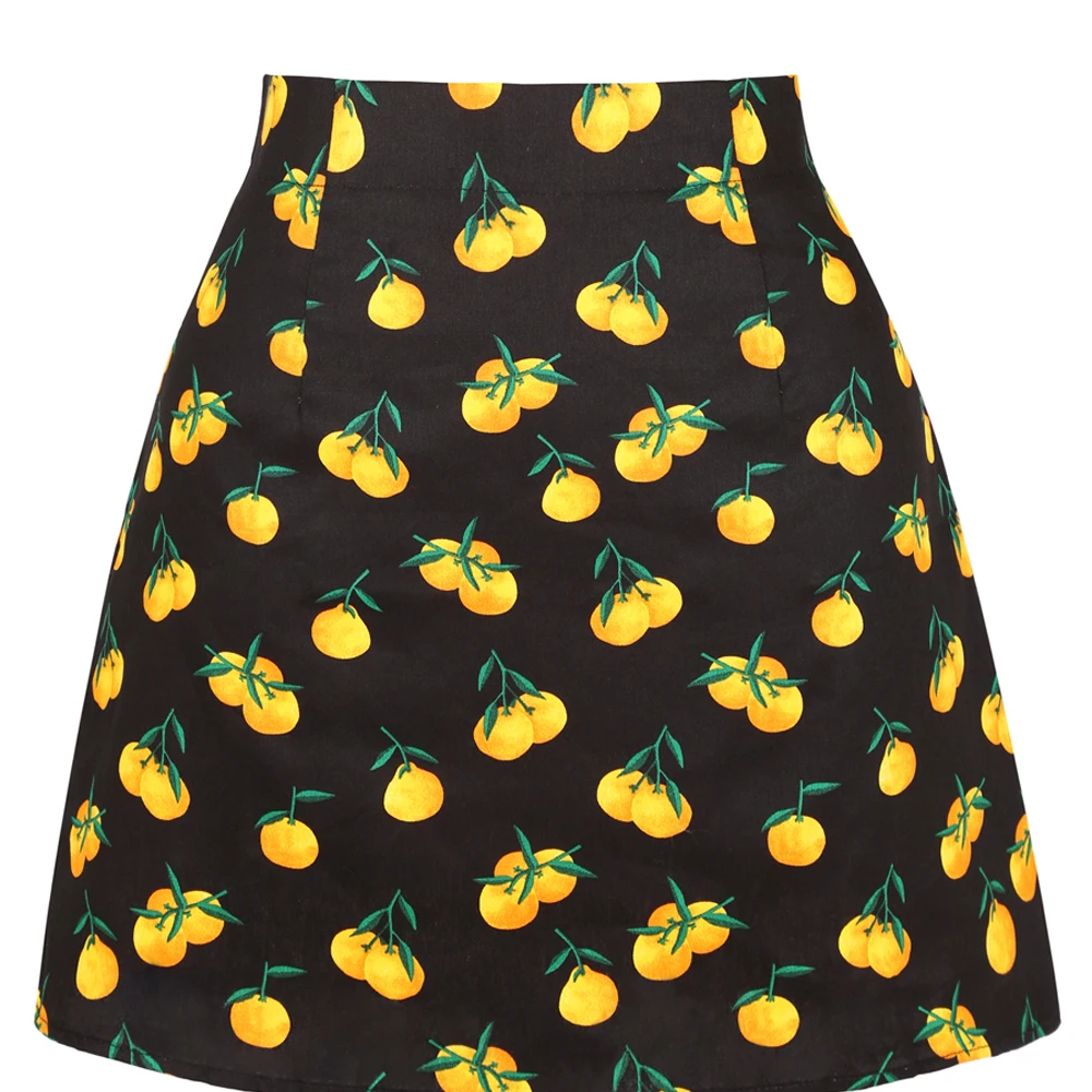 

SISHION 2025 Новая винтажная темпераментная черная юбка трапециевидной формы с высокой талией SS0008, женская хлопковая летняя сексуальная мини-юбка с принтом фруктов