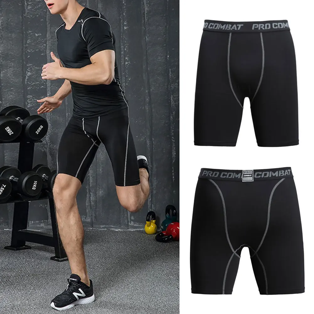 Elastic Waist Mens Compression Skinny Shorts Mens Underwear Spandex Shorts Quick Dry Compression Sports Fitness Workout Shorts