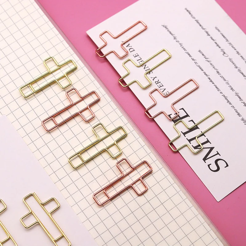 

New 20Pcs Creative Cross Shape Paper Clips Journal Bookmarks Durable Gifts Notepad Mark Paperclip Binder Clips For Kids Students