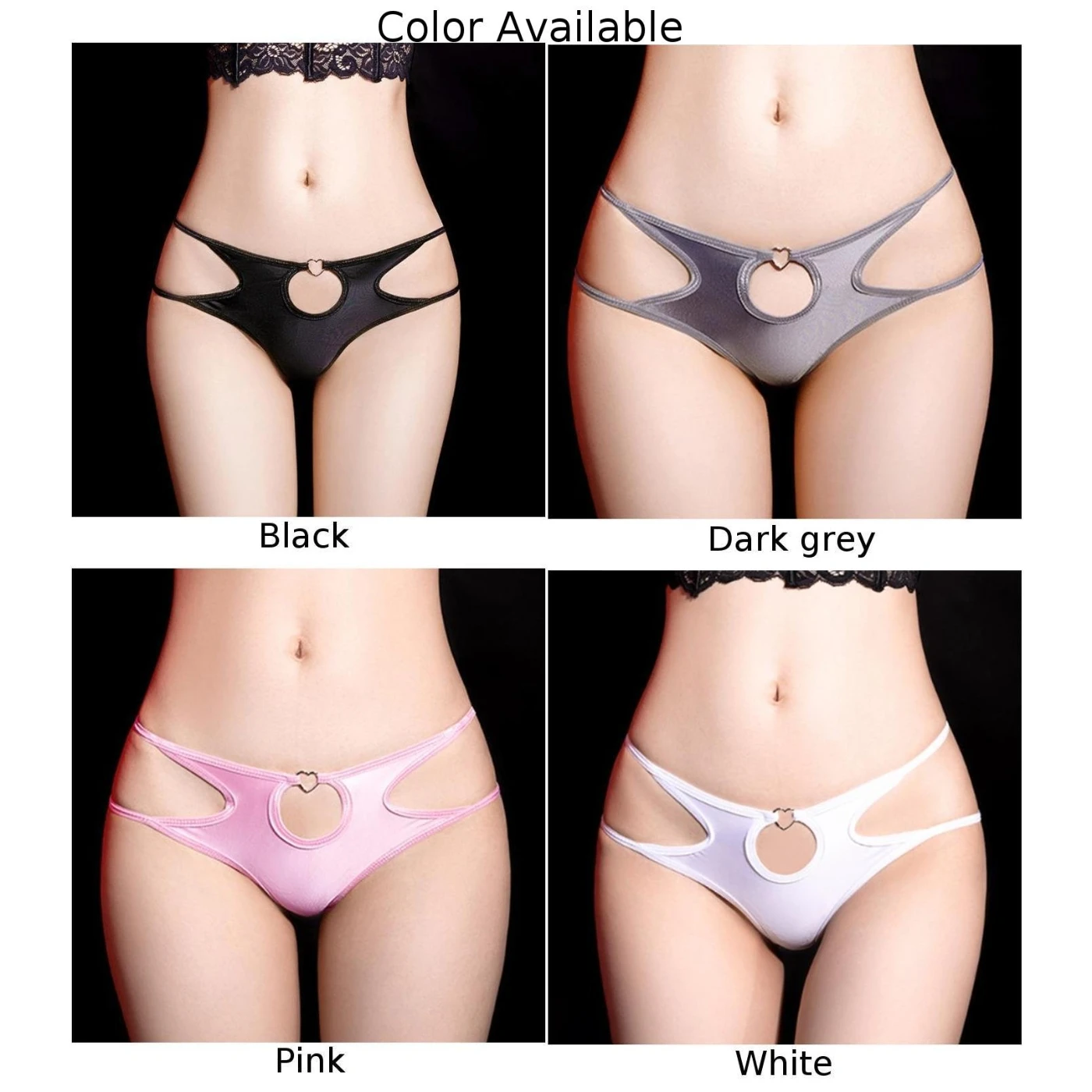 Women's Panties Hollow Out Sexy Briefs Slim Tight Lingerie See Through Glossy Thong Shiny Silky Underwear Sensual Nightwear