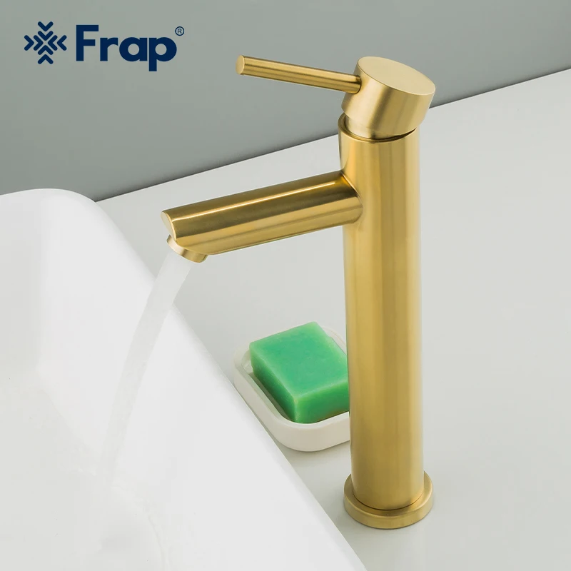 

Frap Stainless Steel Basin Faucet Bathroom Faucet Brushed Gold Tap for Bathroom Washbasin Sink Faucet Washing Cold Hot Mixer