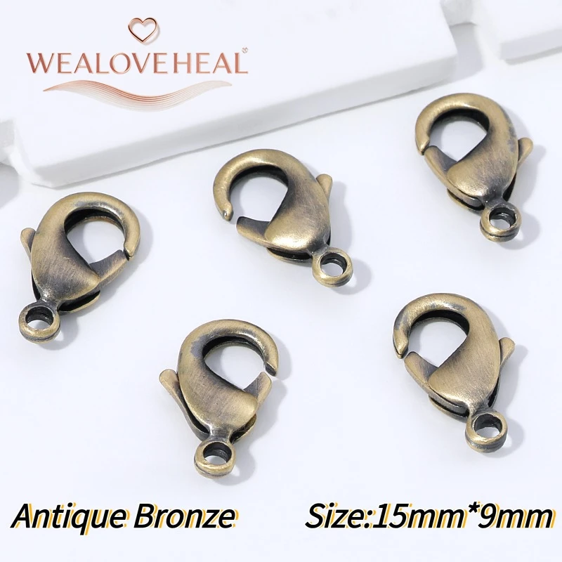 armband verschluss，12mm 15mm Antik-Bronze Messingbeschichtete Karabinerverschlüsse für DIY Schmuckherstellung Armband Halskette Zubehör Großhandel Bastelbedarf – Detail 21