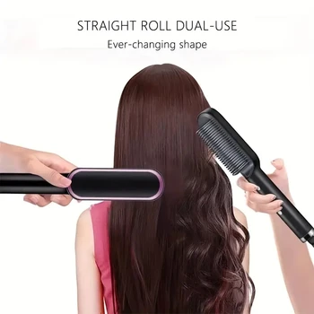 Image Electric Hot Comb Multifunctional Straight Hair Straightener Comb Negative Ion Anti-Scalding Styling Tool Straightening Brush