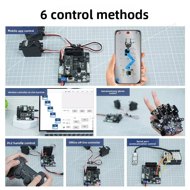 Picture 7: The 6-channel servo controller is compatible with the Arduino/51/STM32 robot mechanical arm drive mainboard