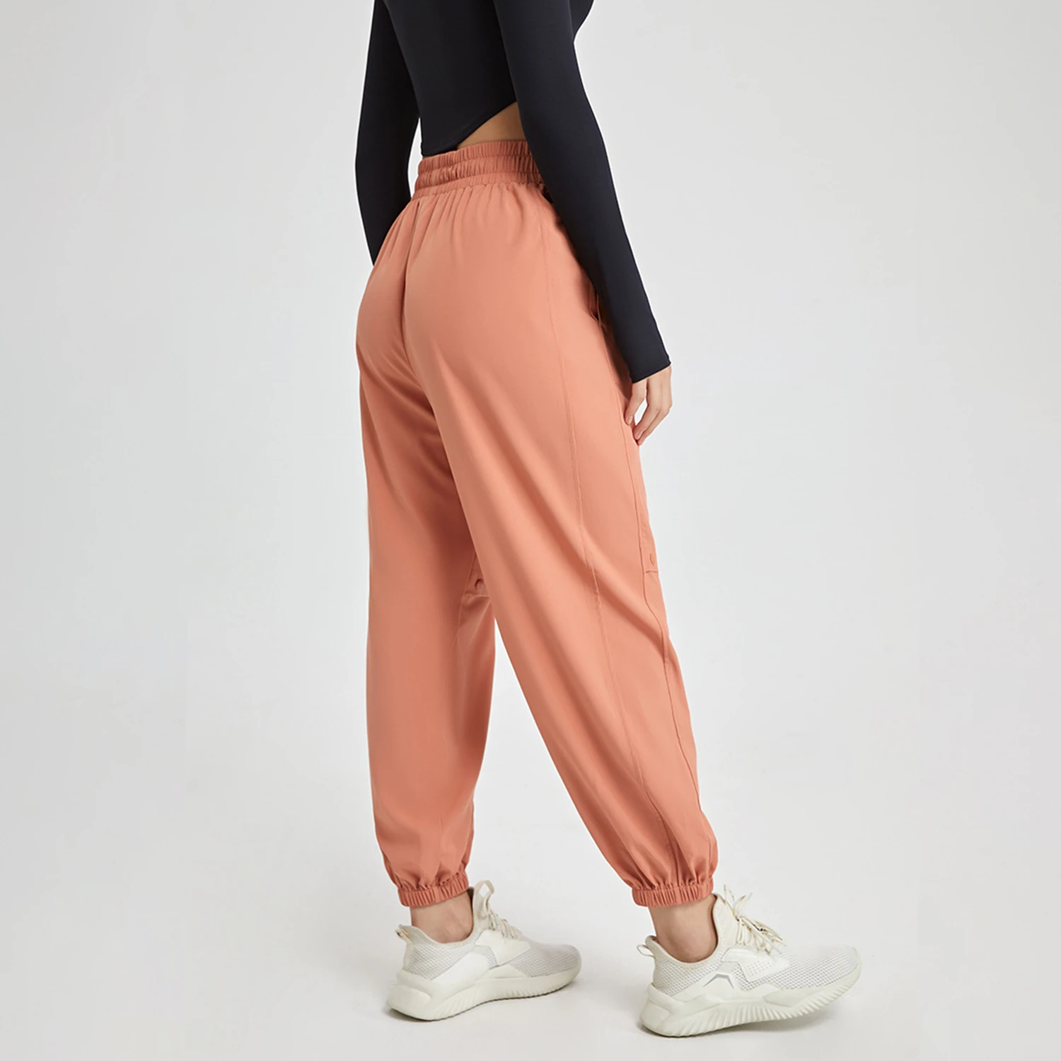 Women Loose Sport Pants Drawstring Yoga Running Trousers Snap Button Wide Leg Sweatpants Quick Dry Gym Fitness Harem Pant Female