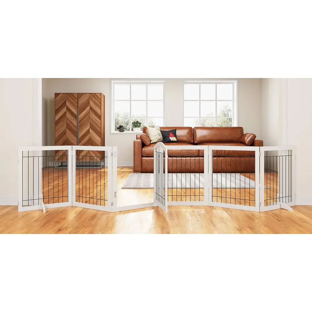 

144-inch Extra Wide 30-inches Tall Dog gate with Door Walk Through, reestanding Wire Pet Gate or The House, Doorway, Stairs, Pet