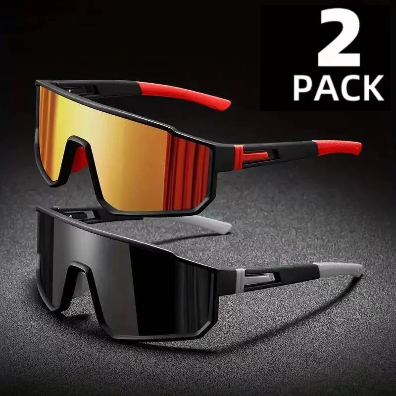 

2pcs Men's Oversized Cycling Glasses for Men Motorcyc Windproof Colorful Coating Sunglasses Outdoor Sports Goggles UV400