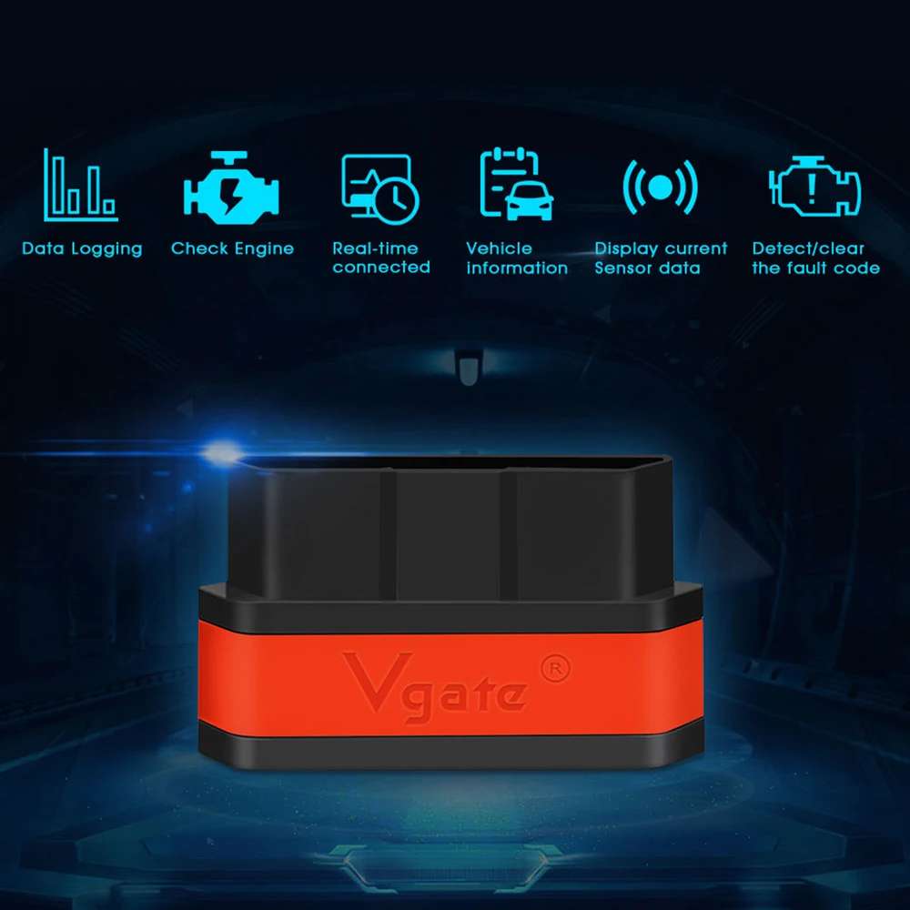 

Vgate ICAR2 ELM327 OBD2 Diagnostic Scanner OBD 2 Code Reader With Bluetooth 3.0 Connection Support Universal Car support Android