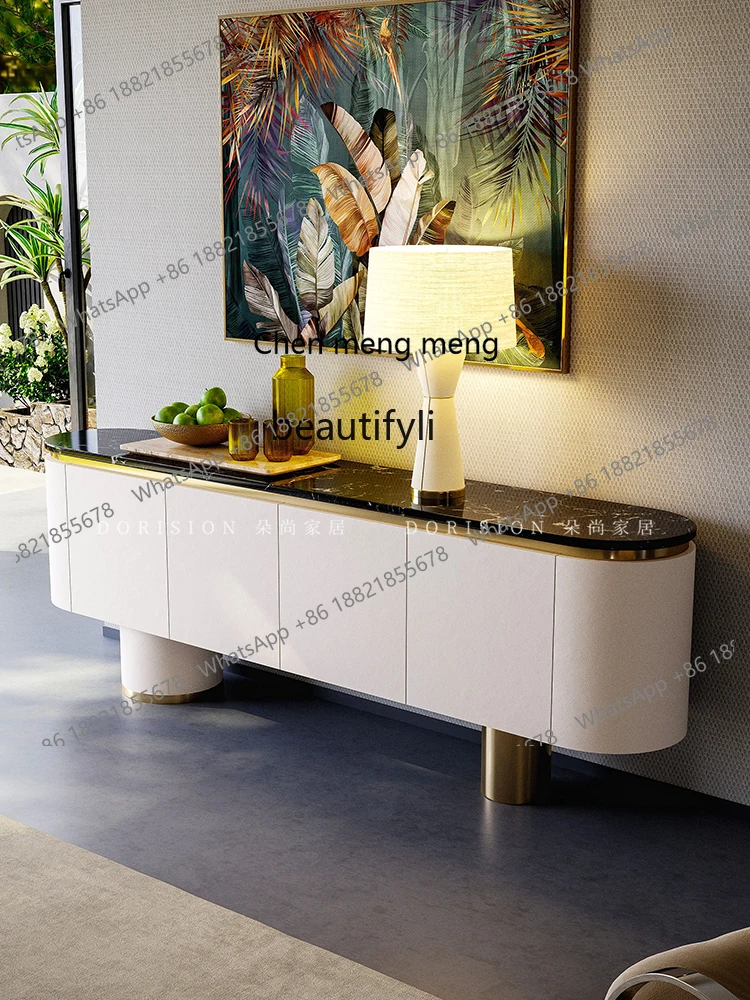 

Y183Modern light luxury dining side cabinet, living room storage decorative cabinet, simple natural luxury stone entrance cabine