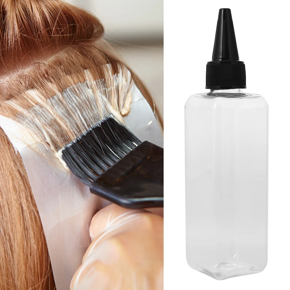 15Pcs Hair Dye Bottles Transparent Plastic Square Design Easy to Squeeze Pointed Mouth Ideal for Hair Coloring and Scalp - Image 4