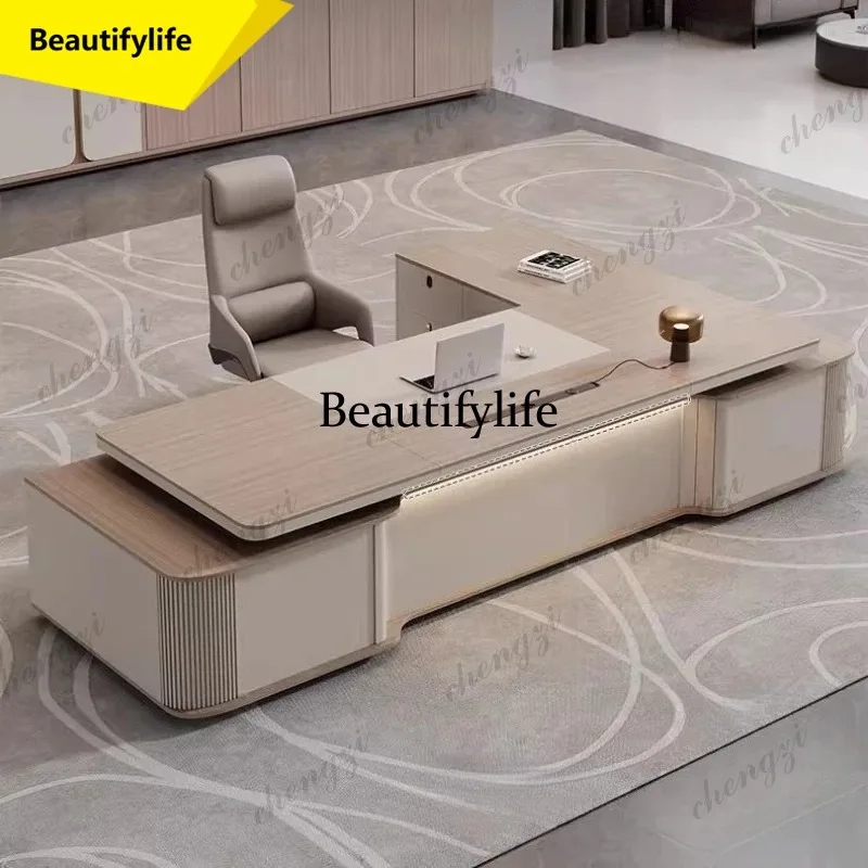 X188 Multi functional minimalist design office table Modern high-end luxury Computer desk Boss Manager President office