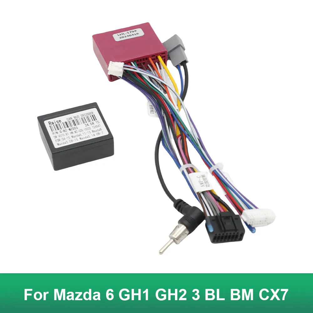 

Адаптер жгута проводов CAN-шины декодера для Mazda 6 GH1 GH2 3 BL BM CX7 16-контактный разъем на 24-контактный разъем Радиоантенна Автомобильный кабель Android