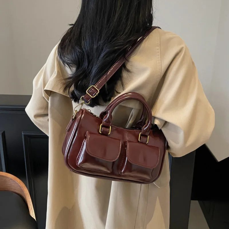

Women Pockets Design Simple Handbags 2025 Spring Tote Crossbody Bag Trend PU Leather Ladies Underarm Shoulder Bags