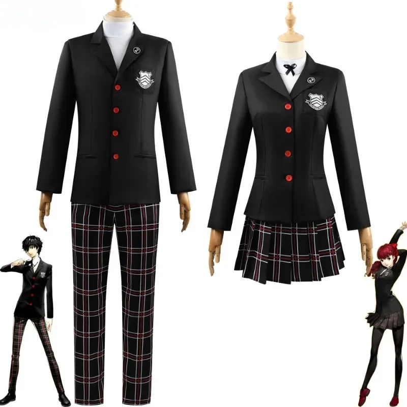 

FC6Persona 5 Amamiya Ren Kasumi Yoshizawa Cosplay Costume School Uniform Dress Suit Halloween Party Role Play Outfit for Af@FC8！